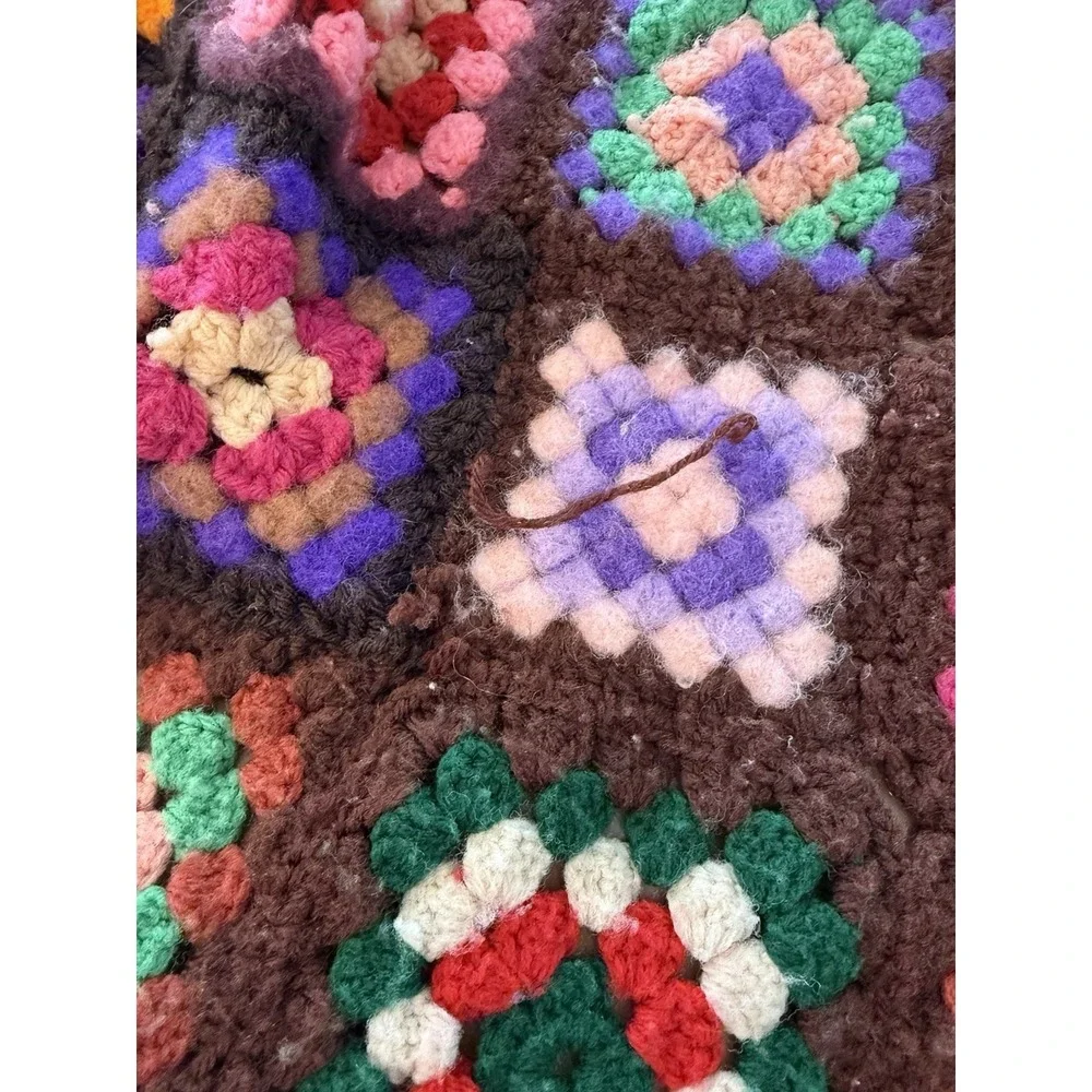 Granny Square Afghan Crochet Handmade Blanket  Approx 50x59